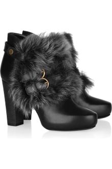 Donna Karan New York Shearling-trimmed Leather Ankle Boots - Lyst
