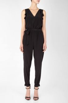DKNY Black Sleeveless V Neck Jumpsuit - Lyst