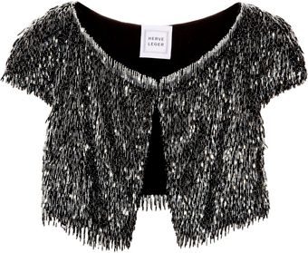 Hervé Léger Beaded Silk Bolero - Lyst
