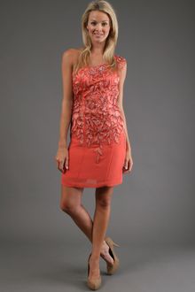 Sue Wong One Shoulder Embroidered Short Dress - Lyst