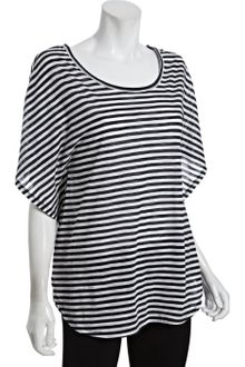 BCBGMAXAZRIA Blue and White Striped Slub Cottom Dolman T-shirt - Lyst