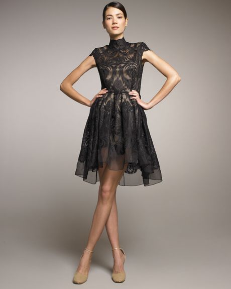 Stella Mccartney Lace Fullskirt Dress in Black - Lyst