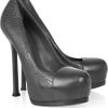 Yves Saint Laurent Tribtoo Stitchdetailed Leather Pumps in Gray - Lyst