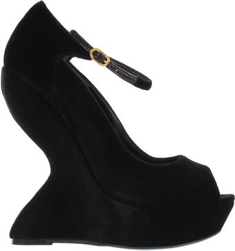 Alexander McQueen Velvet and Leather Black Sandals - Lyst