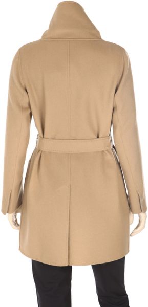 camel funnel neck coat