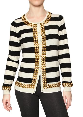 Beayukmui Studded Striped Cashmere Knit Sweater - Lyst