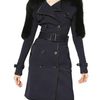 Burberry Prorsum Minkfur Shoulder Technical Viscose Coat in Blue (navy) - Lyst