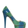Charlotte Olympia 150mm Suede and Calfskin Striped Pumps in Green - Lyst