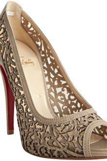 Christian Louboutin Raw Laser Cut Leather Pampas 120 Peep Toe Pumps - Lyst