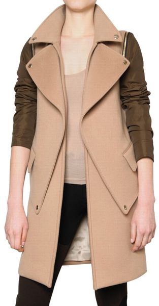 Givenchy Nylon Sleeve Wool Angora Coat - Lyst