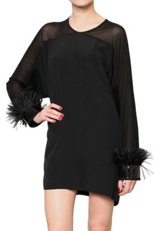 Givenchy Ostrich Feather Crepe Dress - Lyst