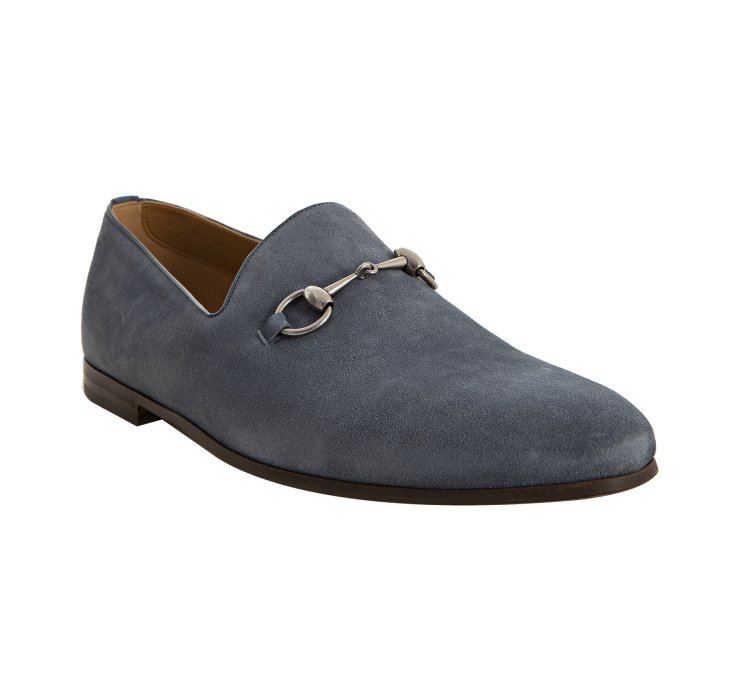 Gucci Light Blue Suede Horsebit Slip-on Loafers in Blue for Men | Lyst