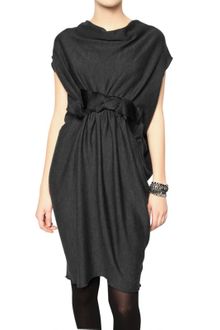 Lanvin Silk Satin Bow Wool Jersey Dress - Lyst