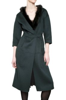 Nina Ricci Fur Collar Double Faced Wool Coat - Lyst
