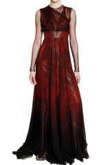 Roberto Cavalli Feather Print Silk Chiffon Dress