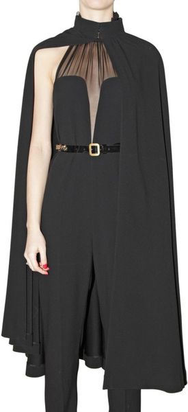 Yves Saint Laurent Envers Satin Cape Coat in Black - Lyst