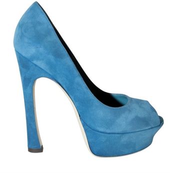 Yves Saint Laurent 140mm Palais Suede Open Toe Pumps - Lyst