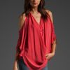 Haute Hippie Drape Halter Top in Red (coral) - Lyst