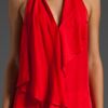 Haute Hippie Drape Halter Top in Red (poppy) - Lyst