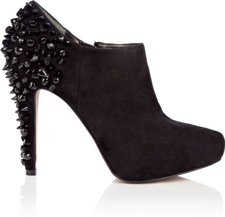 Sam Edelman Black Renzo Studded Suede Ankle Boot in Black - Lyst
