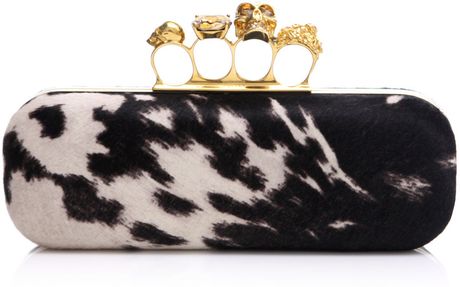 Alexander Mcqueen Peppered Pony Skin Print Clutch in Animal (white) - Lyst