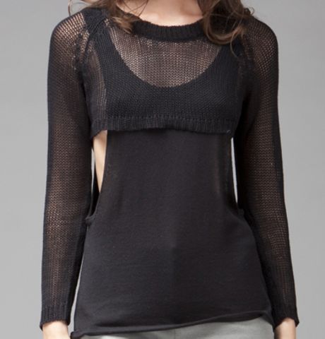 Stylestalker Hollow Layered Knit Top in Black - Lyst
