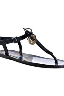 Fendi Black Rubber Logo Disc Thong Sandals - Lyst