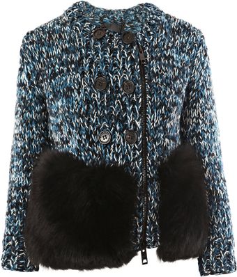 Burberry Prorsum Wool and Fox Fur Cardigan - Lyst