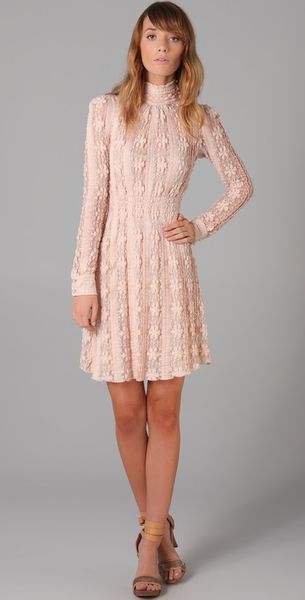 RED Valentino Long Sleeve Lace Dress - Lyst