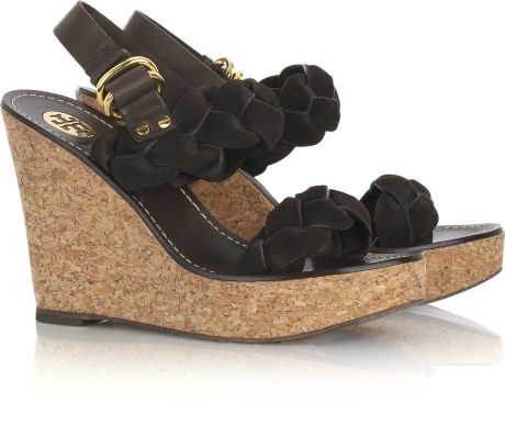 Tory Burch Andra Braided Leather Wedge Sandals in Brown - Lyst