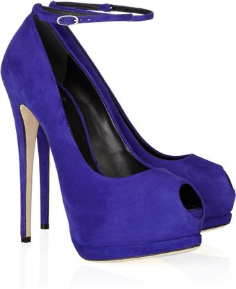 Giuseppe Zanotti Ankle-strap Suede Peep-toe Pumps - Lyst