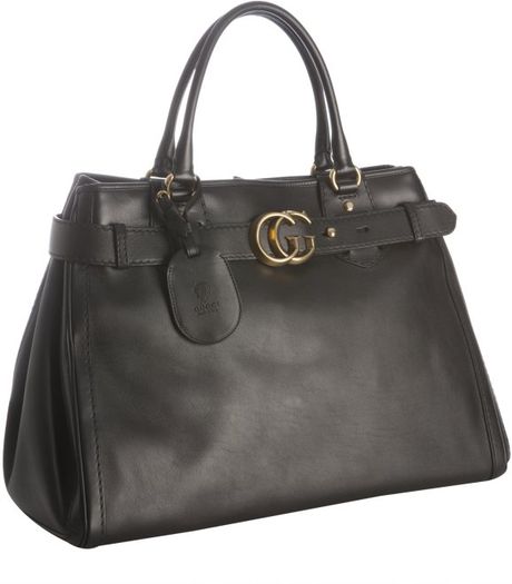 Gucci Black Leather Gg Running Tote Bag in Black | Lyst
