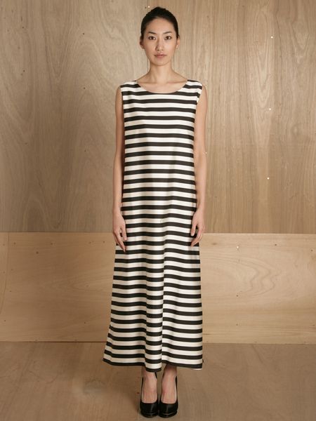 Jil Sander Womens Bloc Striped Gigantic Gown in Black - Lyst