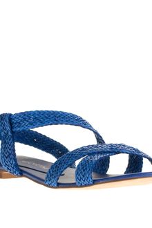 Stella McCartney Crossover Blue Raffia Sandal - Lyst