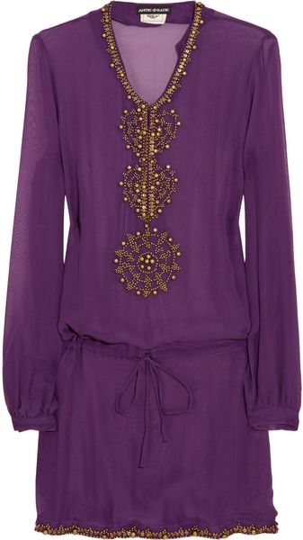 Antik Batik Embellished Silkchiffon Kaftan in Purple - Lyst