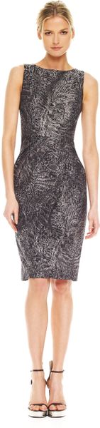 Michael Kors Astrakhan Brocade Sheath Dress in Gray (slate) - Lyst