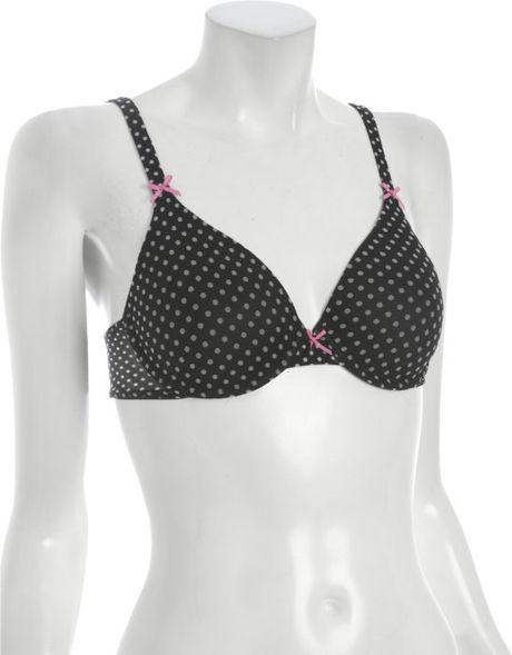 Betsey Johnson Black Polka Dot Mesh Full Coverage Underwire Bra in Black - Lyst