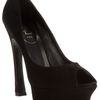 Yves Saint Laurent Peep Toe Shoe in Black - Lyst