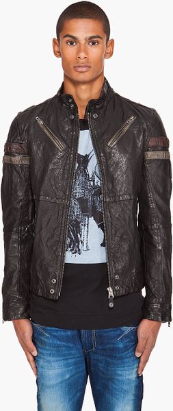 Diesel Lujon Leather Jacket in Black for Men | Lyst