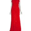 Oscar De La Renta Embroidered Floral Lace Strapless Gown in Red (floral) - Lyst