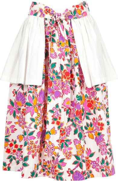 Yves Saint Laurent Vintage Vintage Peplum Detail Skirt in Floral (pink) - Lyst