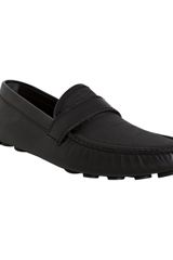 Fendi Black Leather and Spalmati Loafers