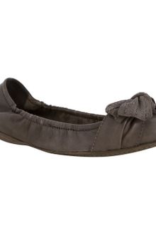 Miu Miu Dark Rose Leather Stitched Bow Detail Flats - Lyst