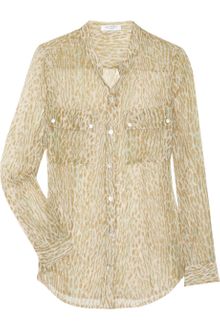 Equipment Sisely Animal-print Silk-crepe Blouse - Lyst
