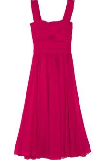 Luisa Beccaria Ruched Silk-georgette Dress - Lyst
