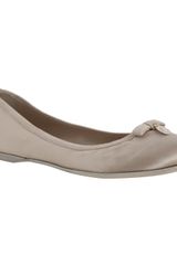 Fendi Shell Pink Satin Bow Detail Ballerina Flats