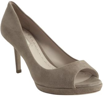  Dark Rose Suede Peep Toe Pumps 