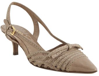  Cameo Stitched Leather Bow Detail Slingbacks 