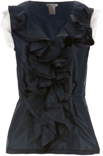 Oscar de la Renta Ruffle Front Top - Lyst