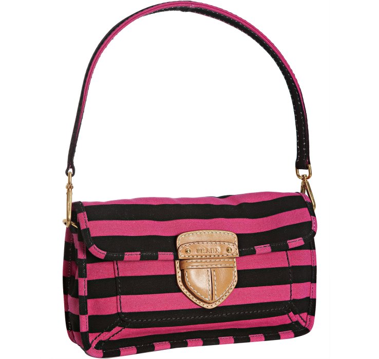 prada pink stripe bag